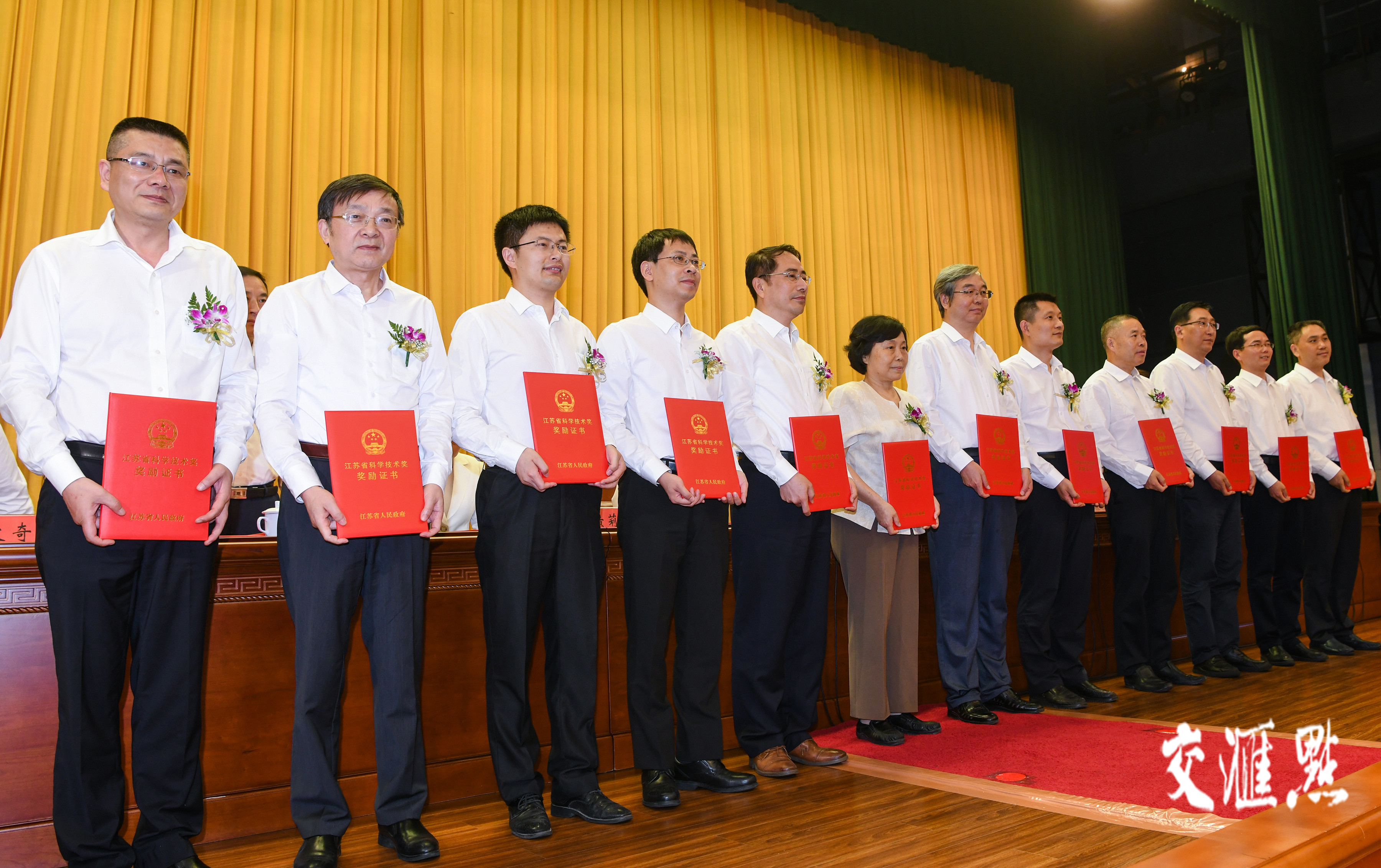 2019年度省科学技术奖获奖代表登台领奖。